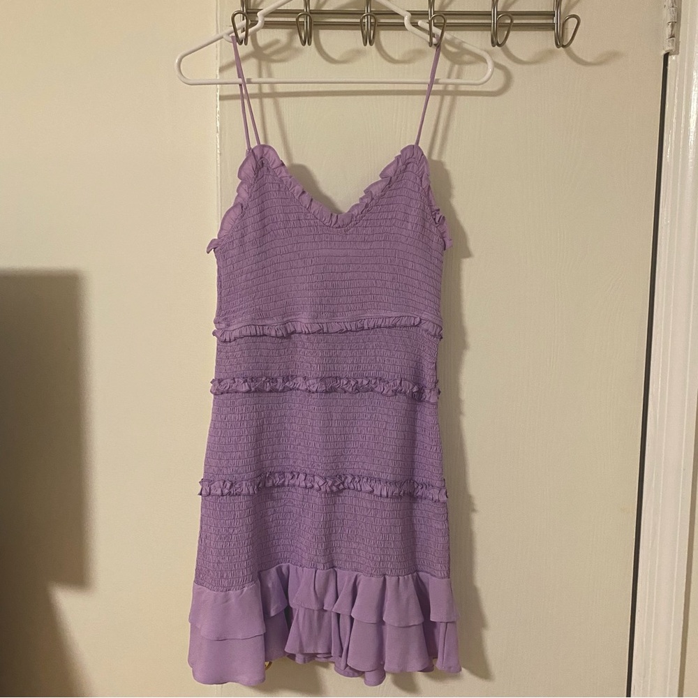 Lavendar Smock Tiered Lace Dress